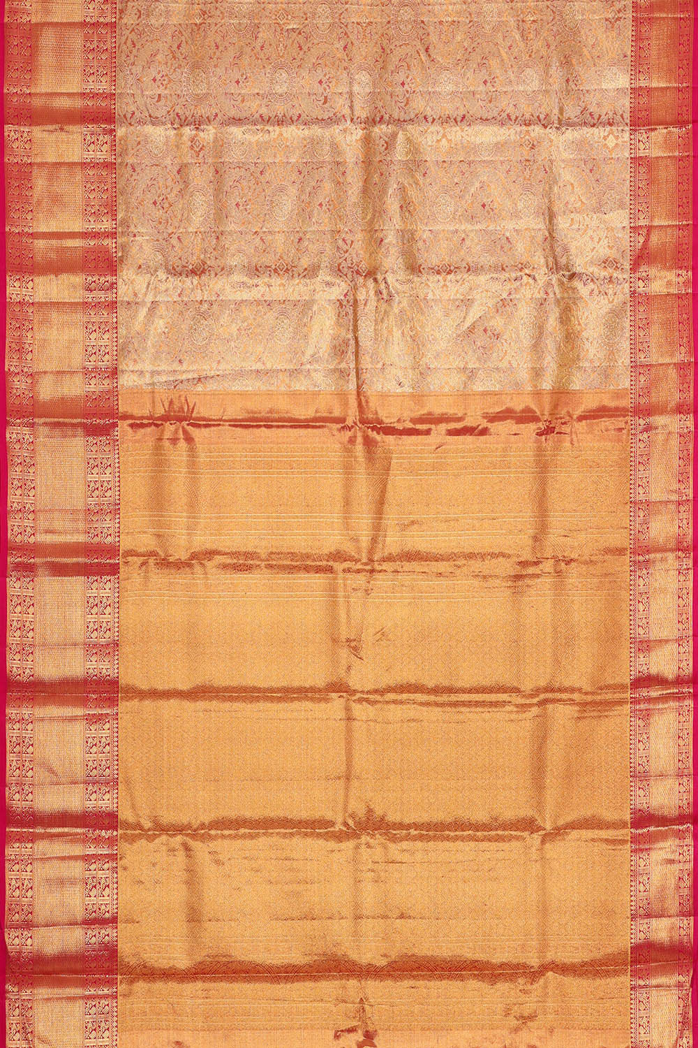 Kanchipattu Golden Pink Tissue Brocade Saree