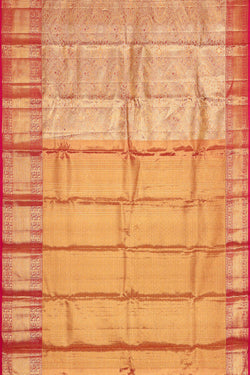 Image of Kanchipattu Golden Pink Tissue Brocade Saree