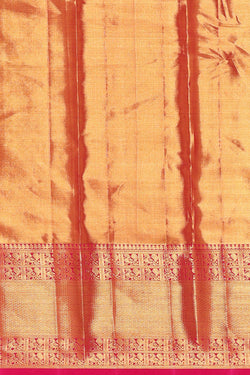 Image of Kanchipattu Golden Pink Tissue Brocade Saree