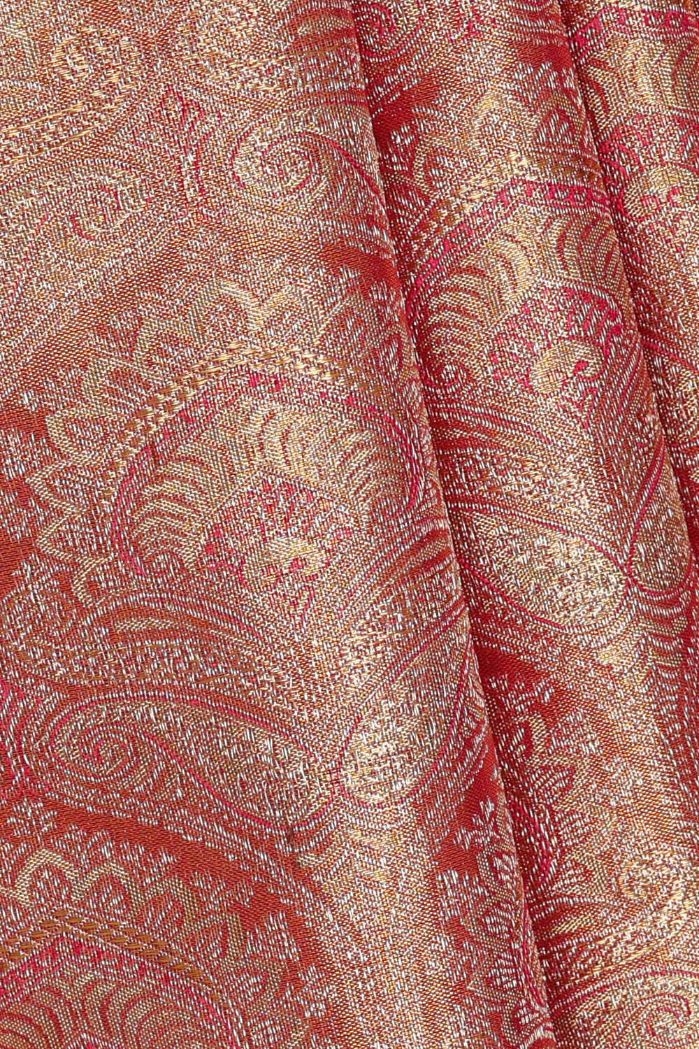 Kanchipattu Golden Pink Tissue Brocade Saree