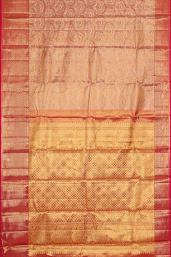 Image of Kanchipattu Golden Pink Tissue Brocade Saree
