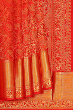 Image of Kanchipattu Red Brocade Saree