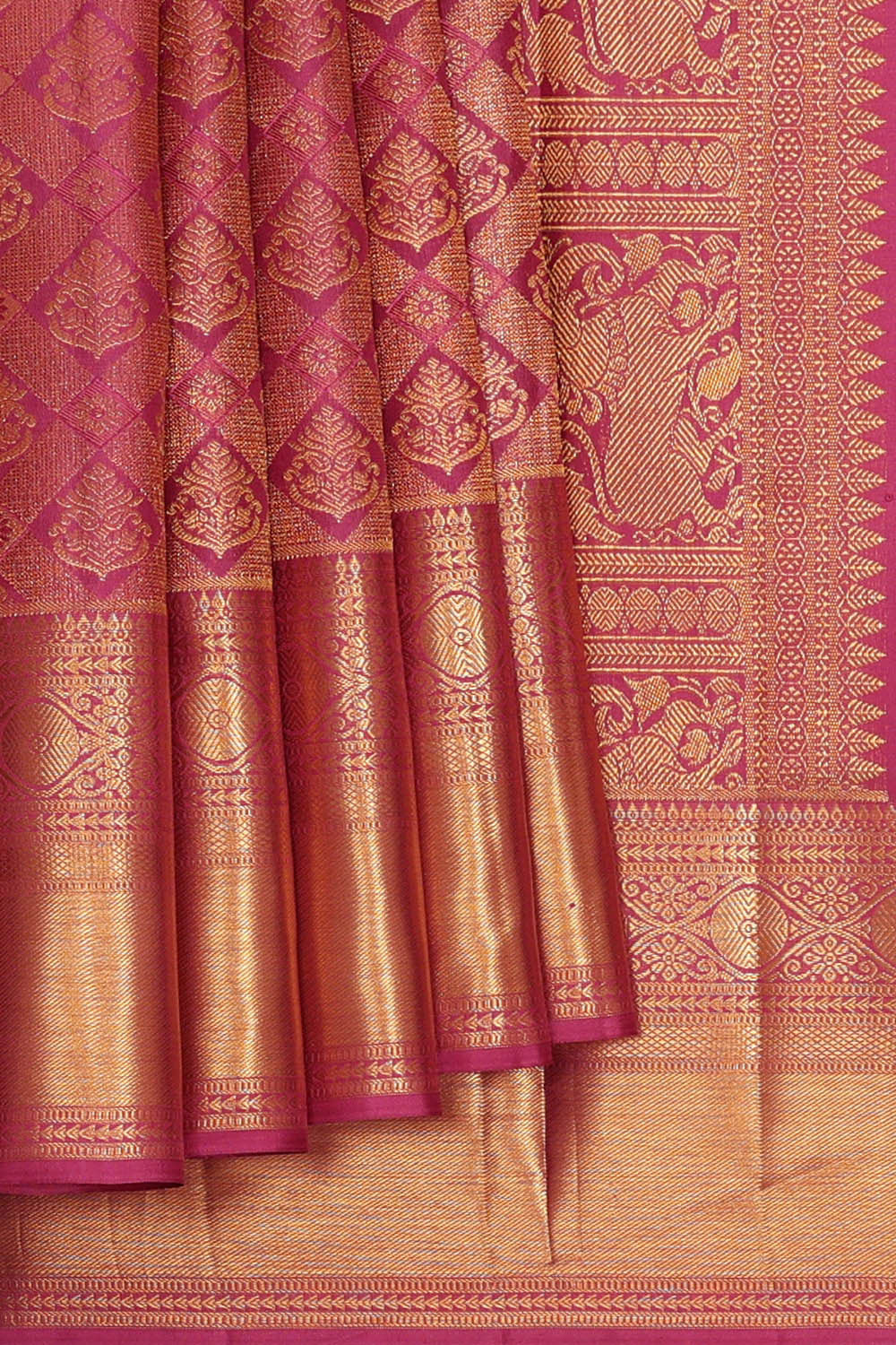 Kanchipattu Dark Pink Brocade Saree