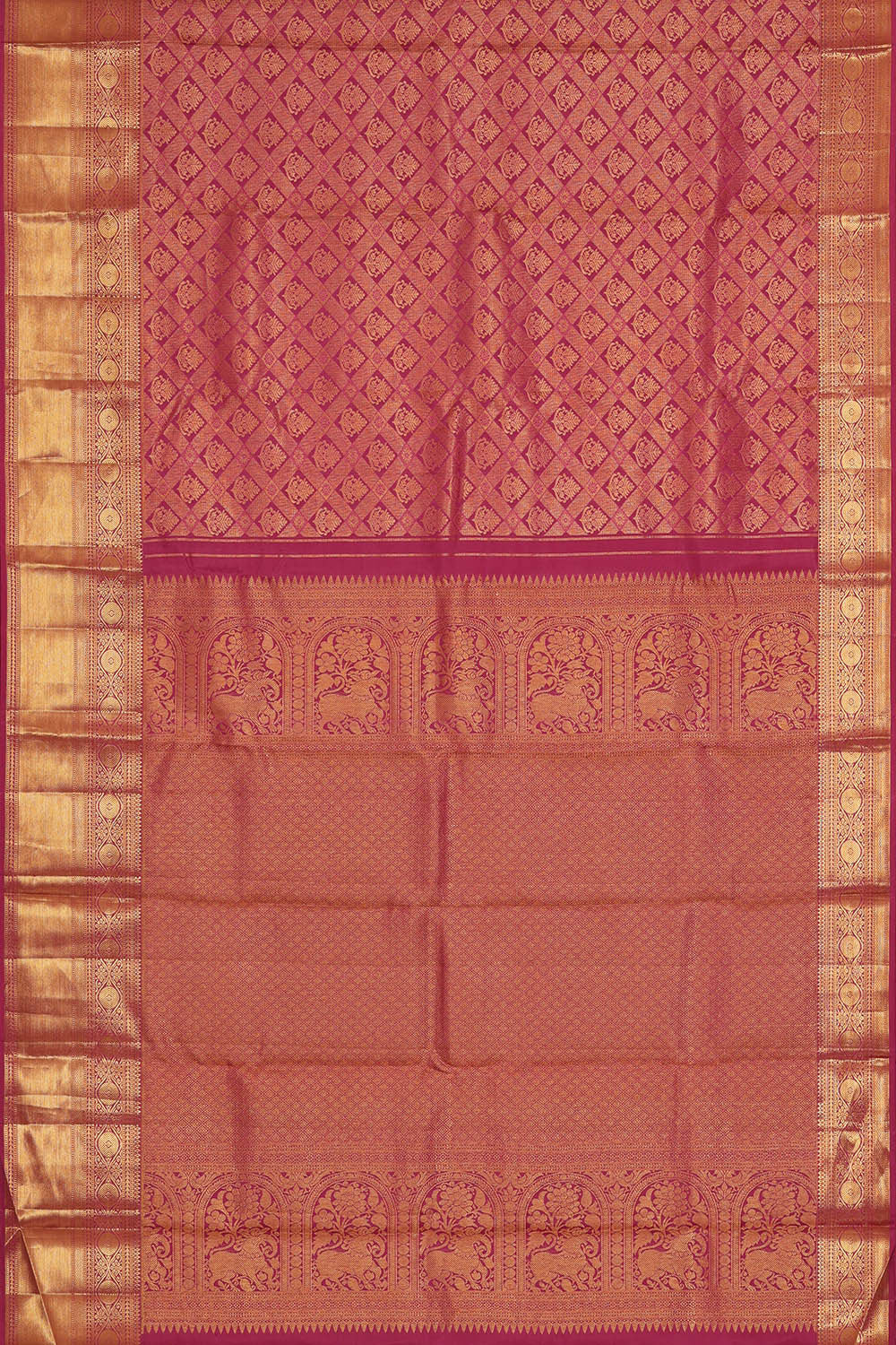 Kanchipattu Dark Pink Brocade Saree