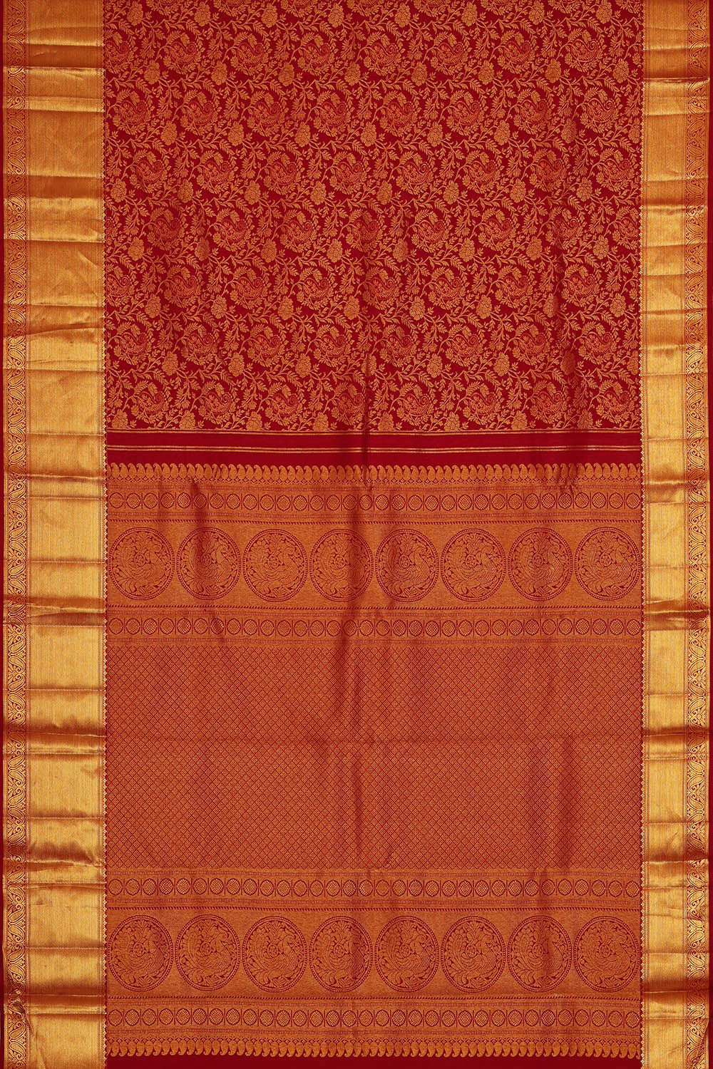 Image of Kanchipattu Red Brocade Saree