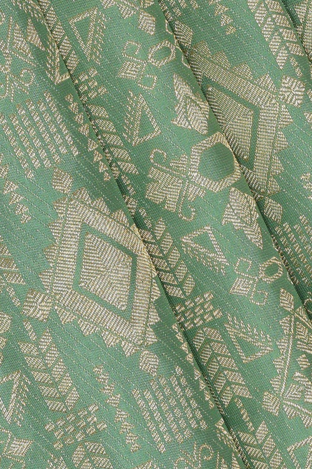 Image of Kanchipattu Pista Green Brocade Saree