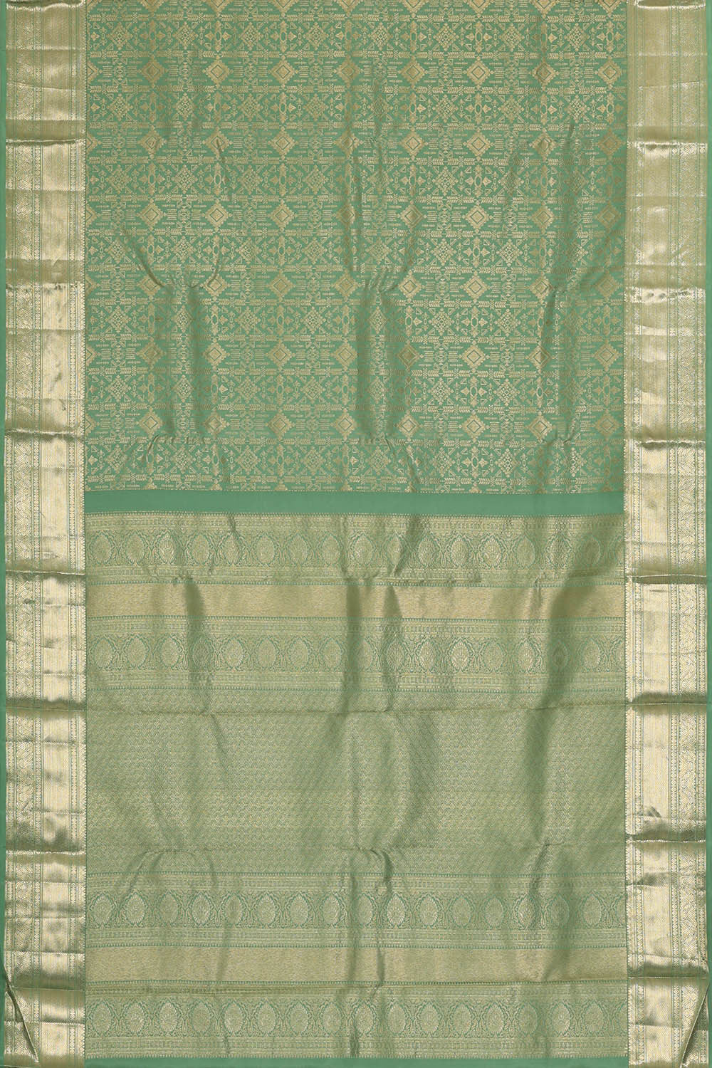 Image of Kanchipattu Pista Green Brocade Saree