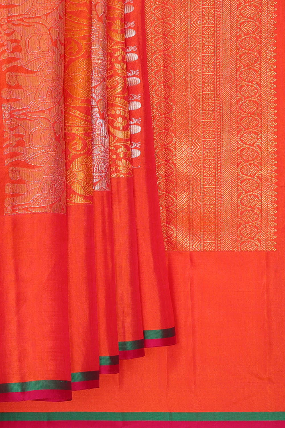Kanchipattu Orange Brocade Saree