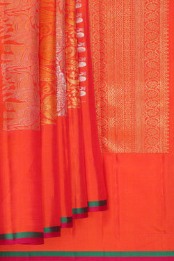 Image of Kanchipattu Orange Brocade Saree