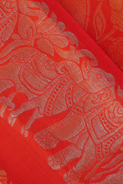 Image of Kanchipattu Orange Brocade Saree
