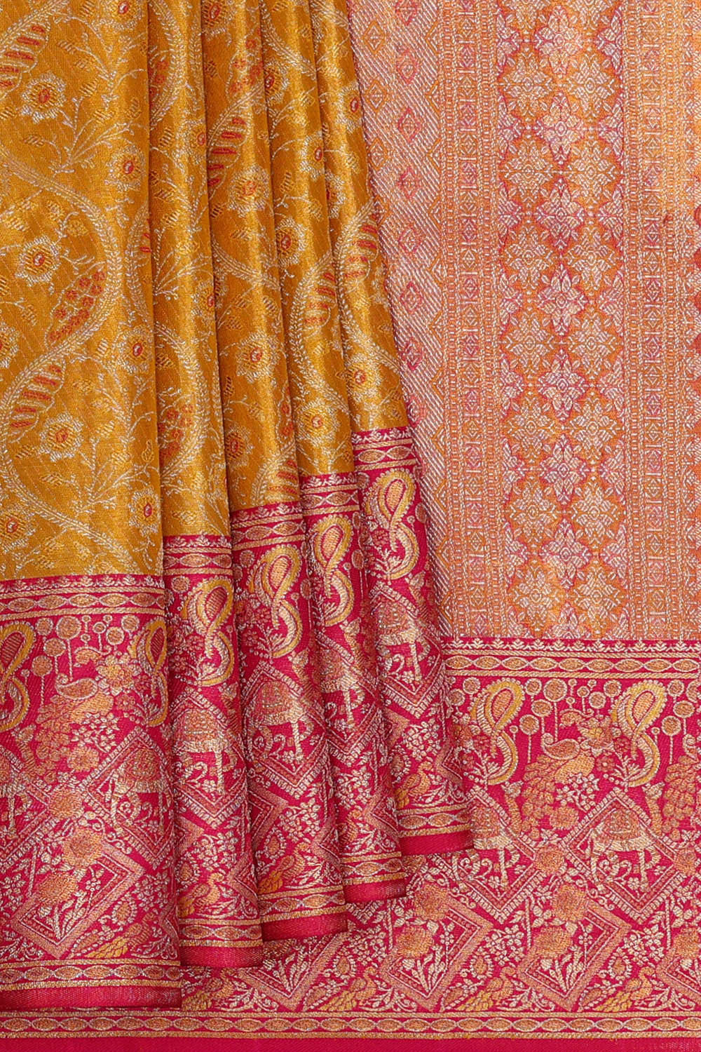 Kanchipattu Mustard Yellow Brocade Saree