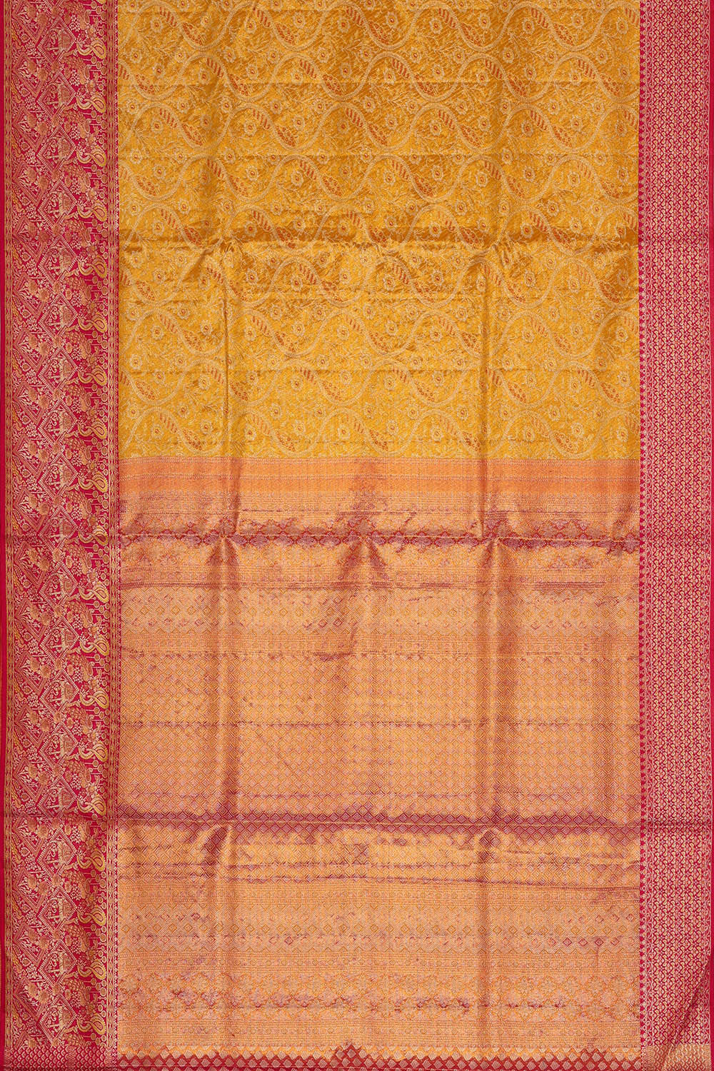 Kanchipattu Mustard Yellow Brocade Saree