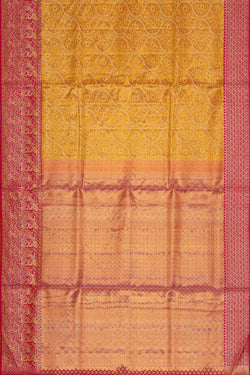 Image of Kanchipattu Mustard Yellow Brocade Saree