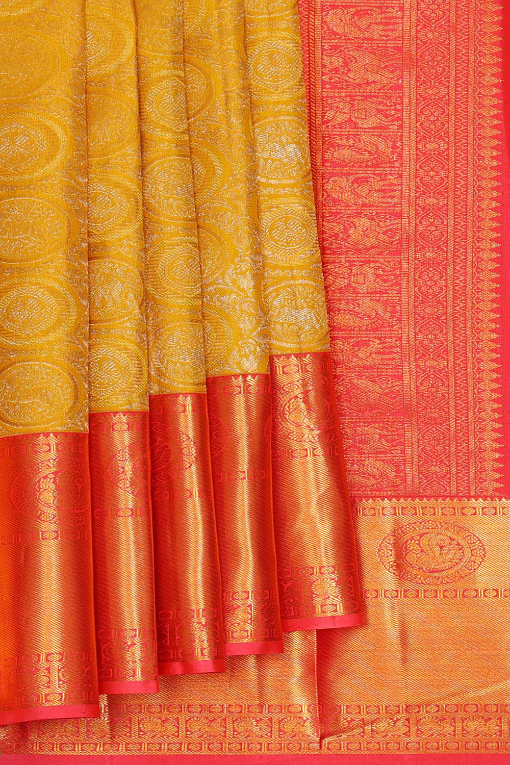 Kanchipattu Yellow Brocade Saree
