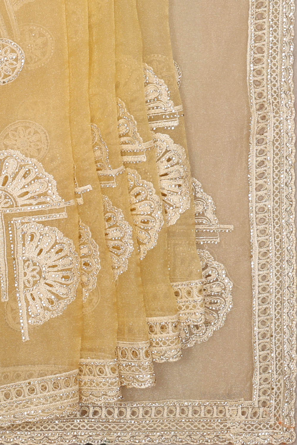 Image of Kora Silk Pastel Yellow Saree