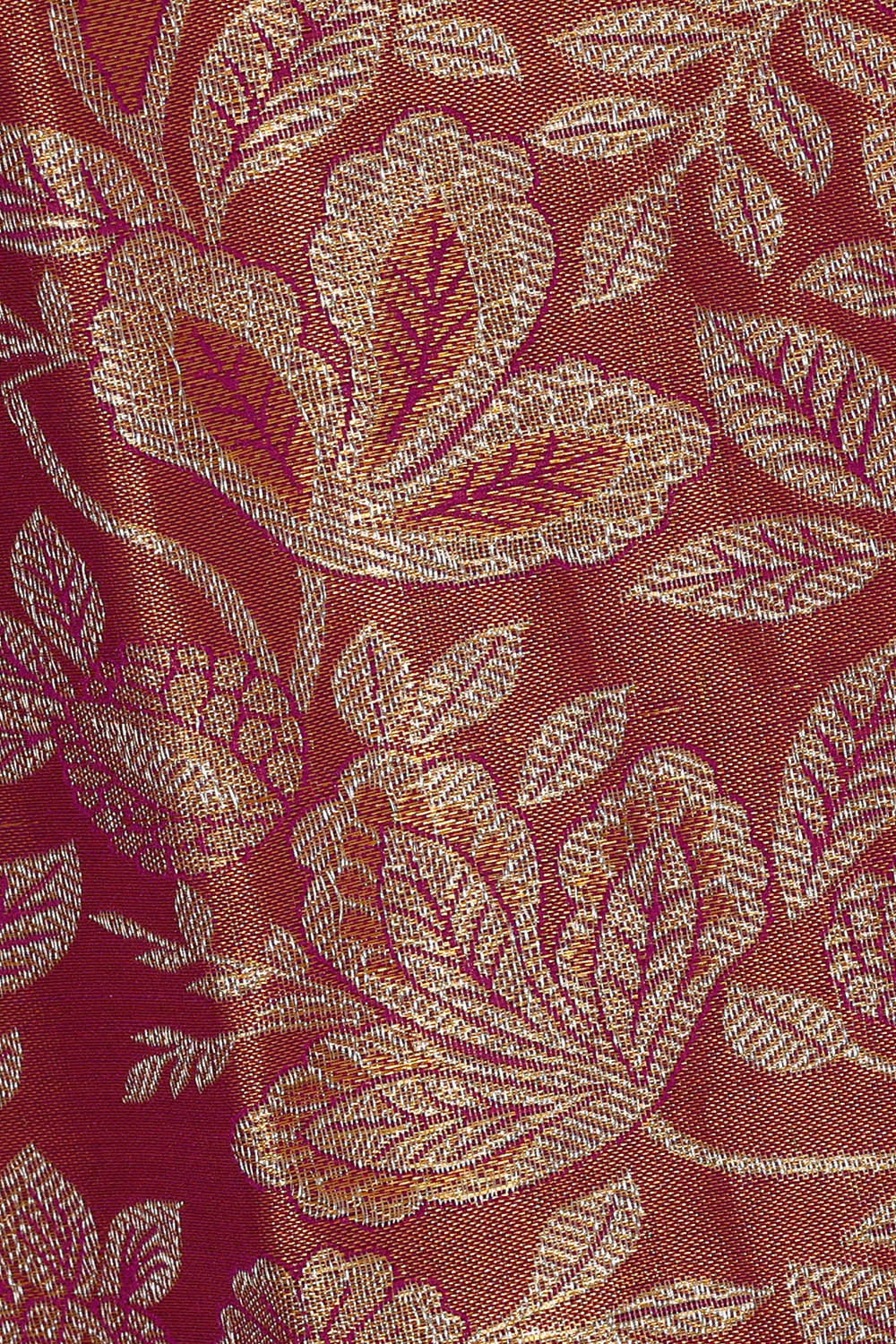 Image of Kanchipattu Golden Magenta Tissue Brocade Saree