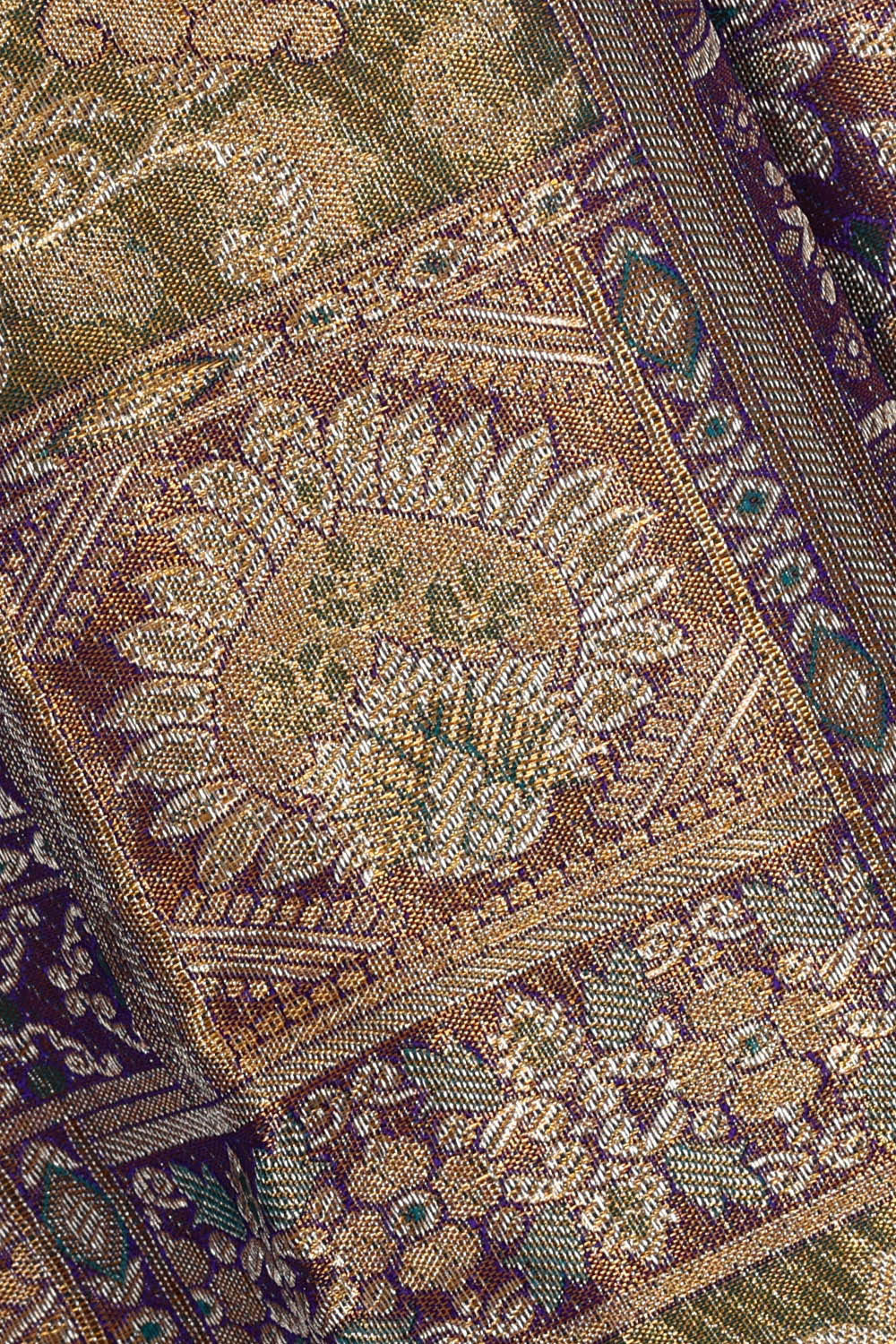 Image of Kanchipattu Golden Purple Tissue Brocade Saree