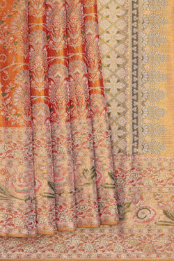 Image of Kanchipattu Dark Orange Brocade Saree