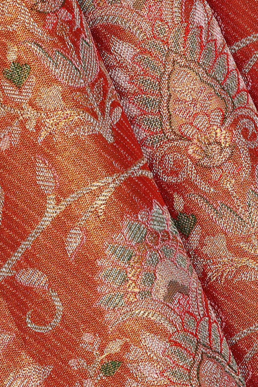 Kanchipattu Dark Orange Brocade Saree