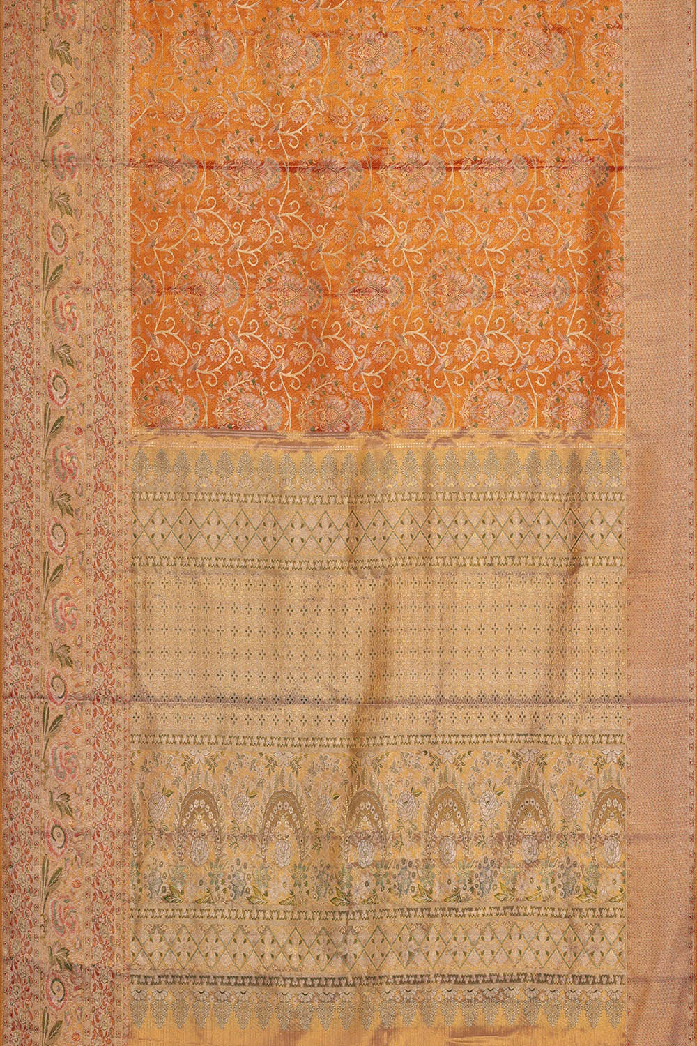 Kanchipattu Dark Orange Brocade Saree