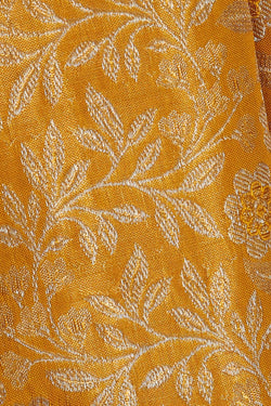 Image of Kanchipattu Golden Yellow Tissue Brocade Saree