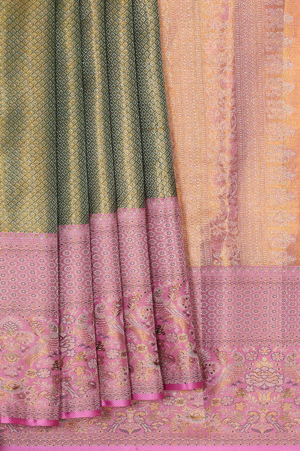 Image of Kanchipattu Green Tissue Brocade Saree