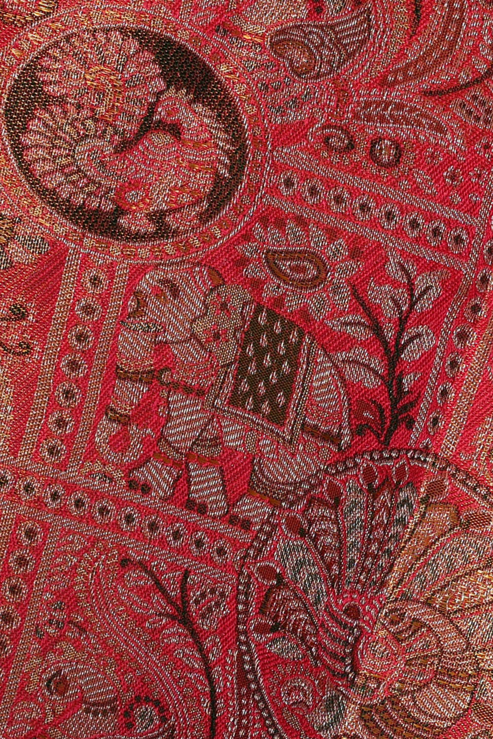 Kanchipattu Peach Pink Tissue Brocade Saree