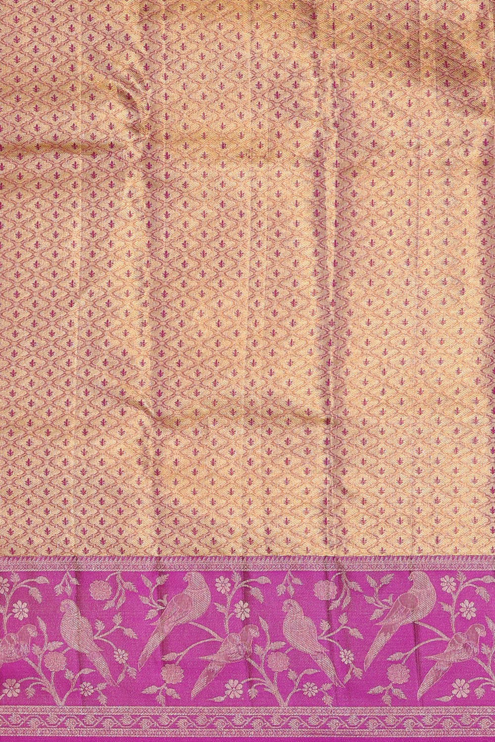 Kanchipattu Golden Cream Tissue Brocade Saree