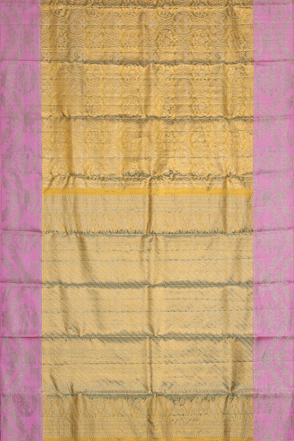 Kanchipattu Golden Green Tissue Brocade Saree