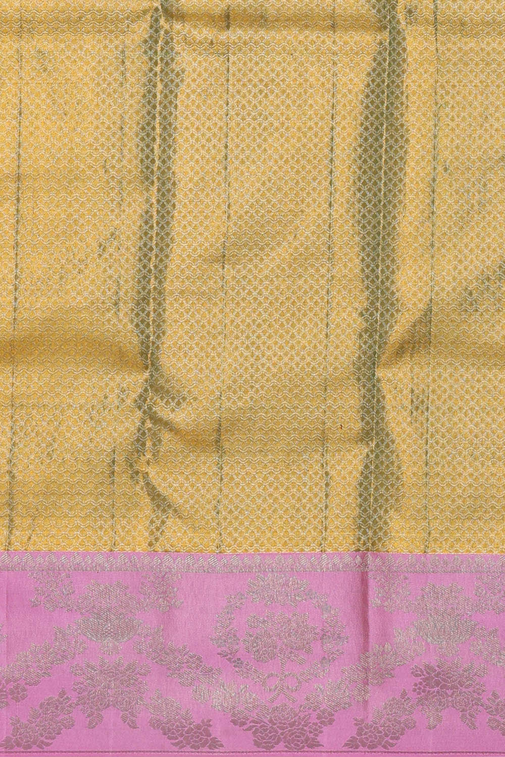 Kanchipattu Golden Green Tissue Brocade Saree