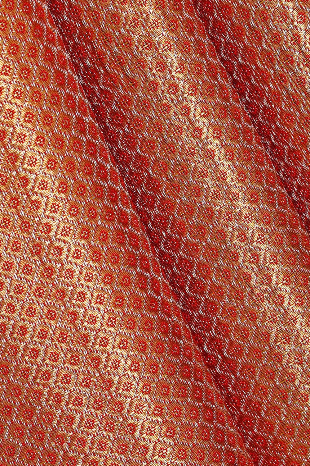 Kanchipattu Golden Red Tissue Brocade Saree
