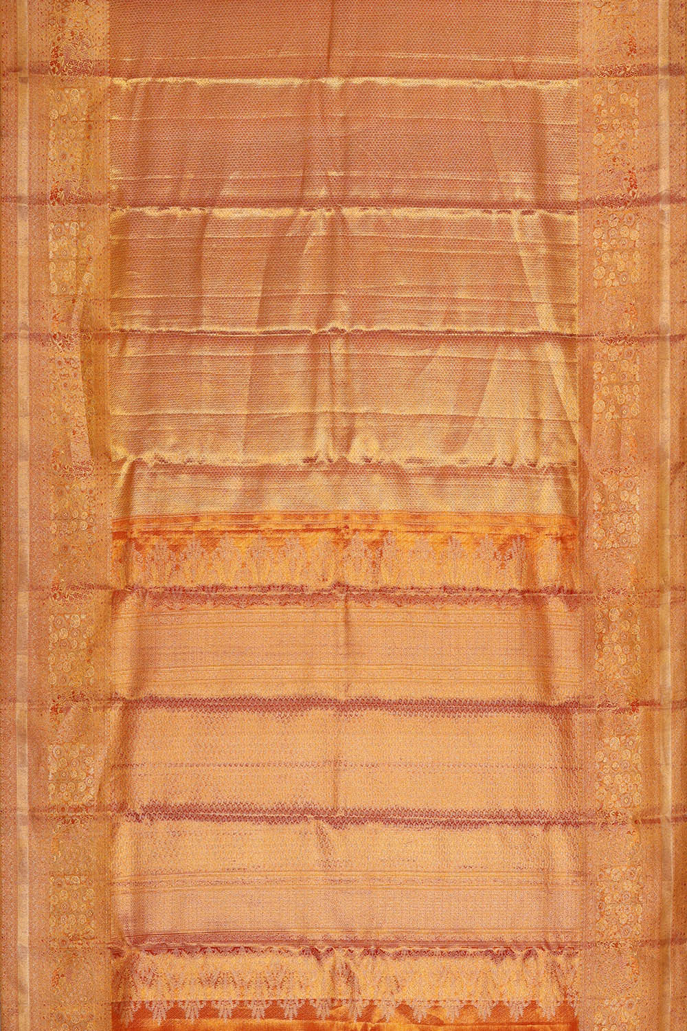 Kanchipattu Golden Red Tissue Brocade Saree