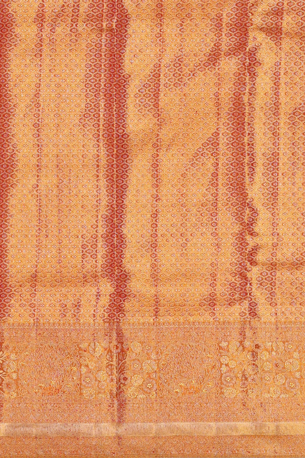 Image of Kanchipattu Golden Red Tissue Brocade Saree