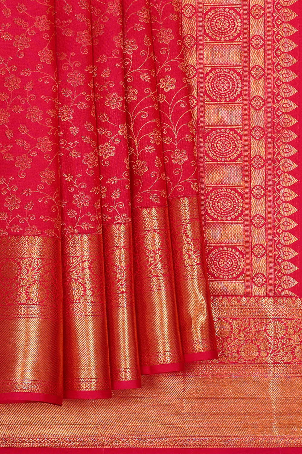 Image of Kanchipattu Pinkish Red Brocade Saree