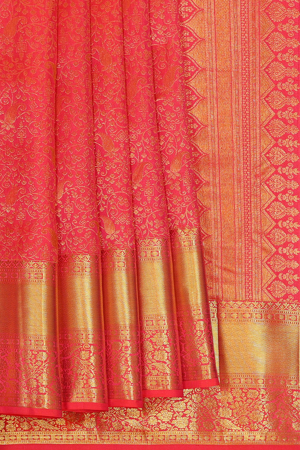 Kanchipattu Reddish Pink Brocade Saree