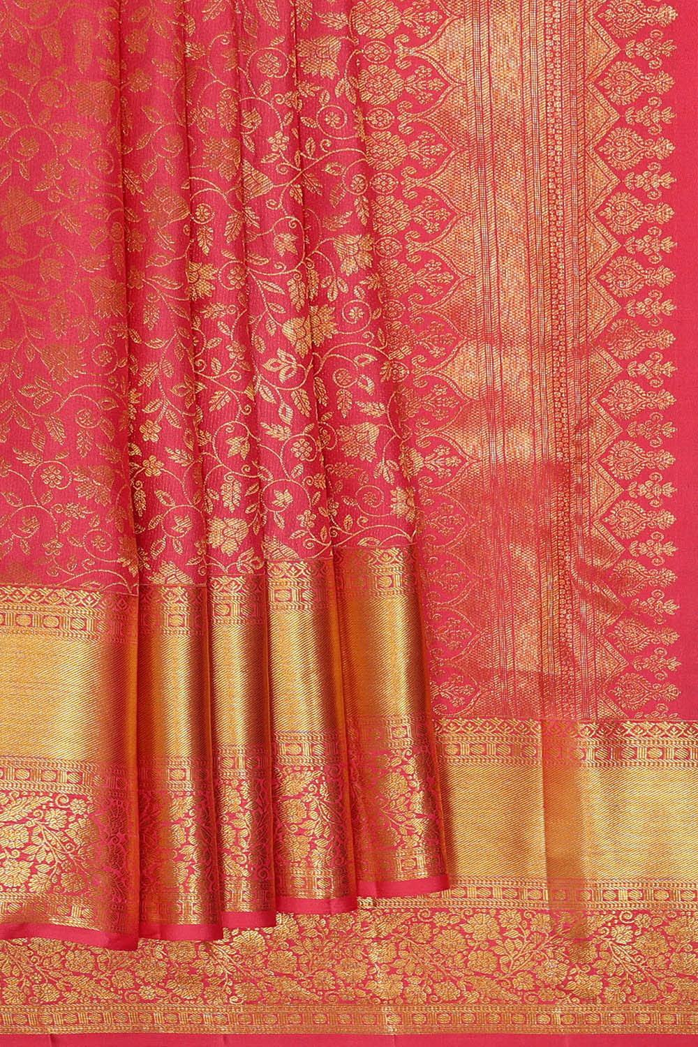 Kanchipattu Peach Pink Brocade Saree