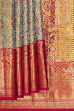 Image of Kanchipattu Sea Green Tissue Brocade Saree