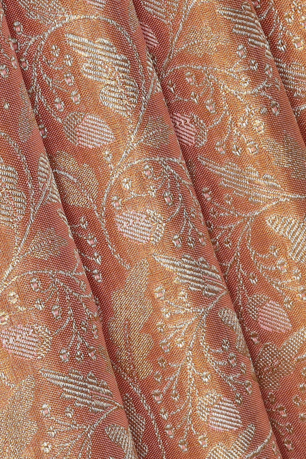 Image of Kanchipattu Peach Tissue Brocade Saree