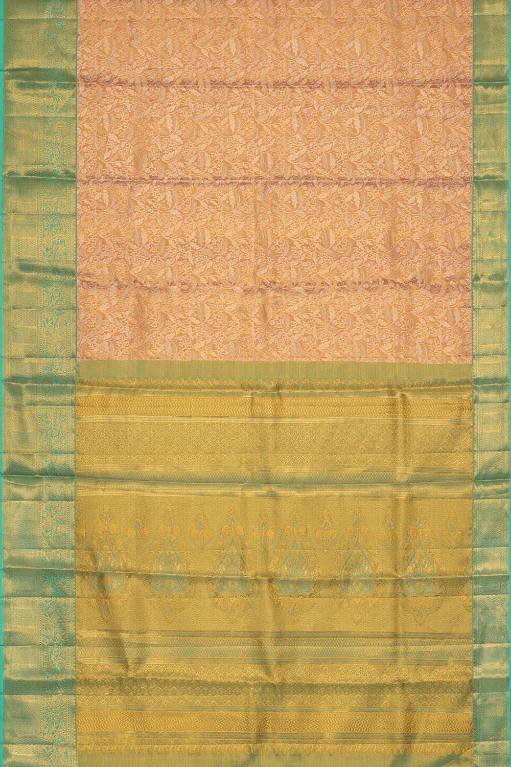 Image of Kanchipattu Peach Tissue Brocade Saree