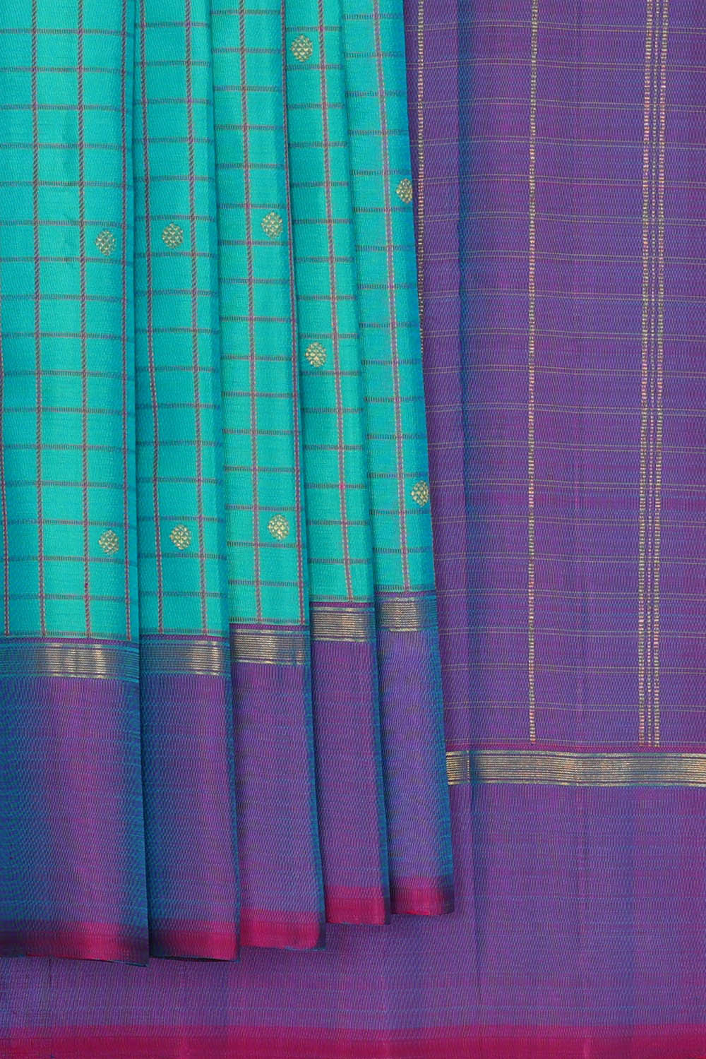 Image of Arani Silk Turquoise Blue Saree