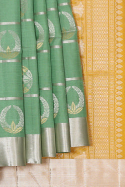 Image of Pista Green Silk Saree