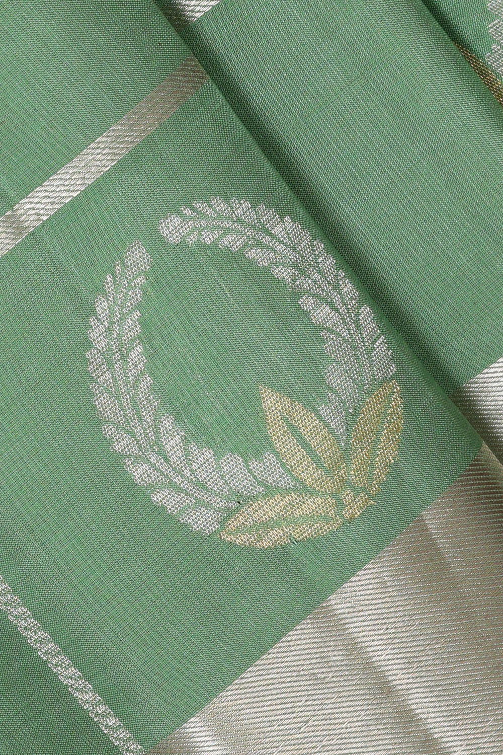 Image of Pista Green Silk Saree