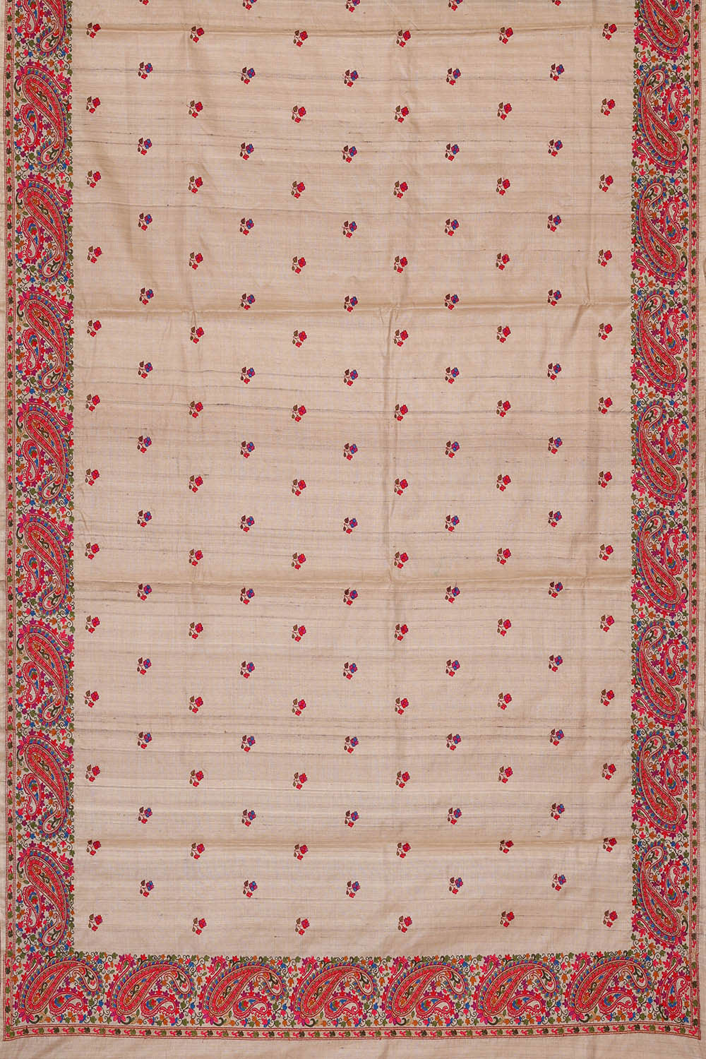 Image of Tussar Cream Embroidered Saree