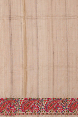 Image of Tussar Cream Embroidered Saree