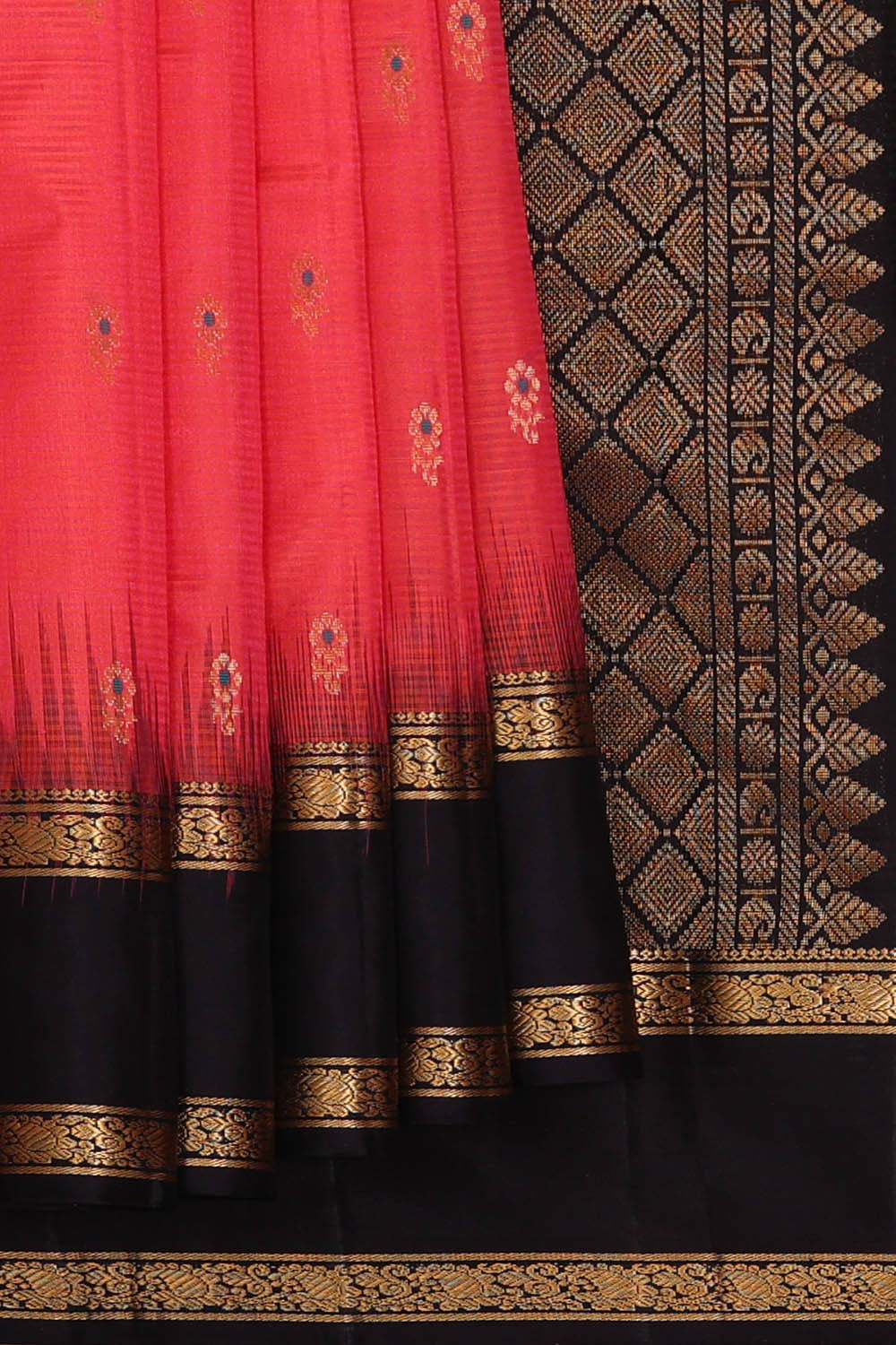 Image of Kanchipattu Dark Peach Brocade Saree