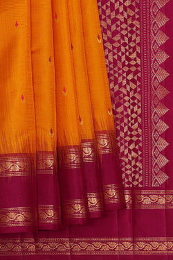 Image of Kanchipattu Mustard Yellow Brocade Saree