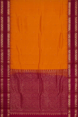 Image of Kanchipattu Mustard Yellow Brocade Saree