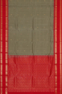 Image of Kanchipattu Sage Green Brocade Saree