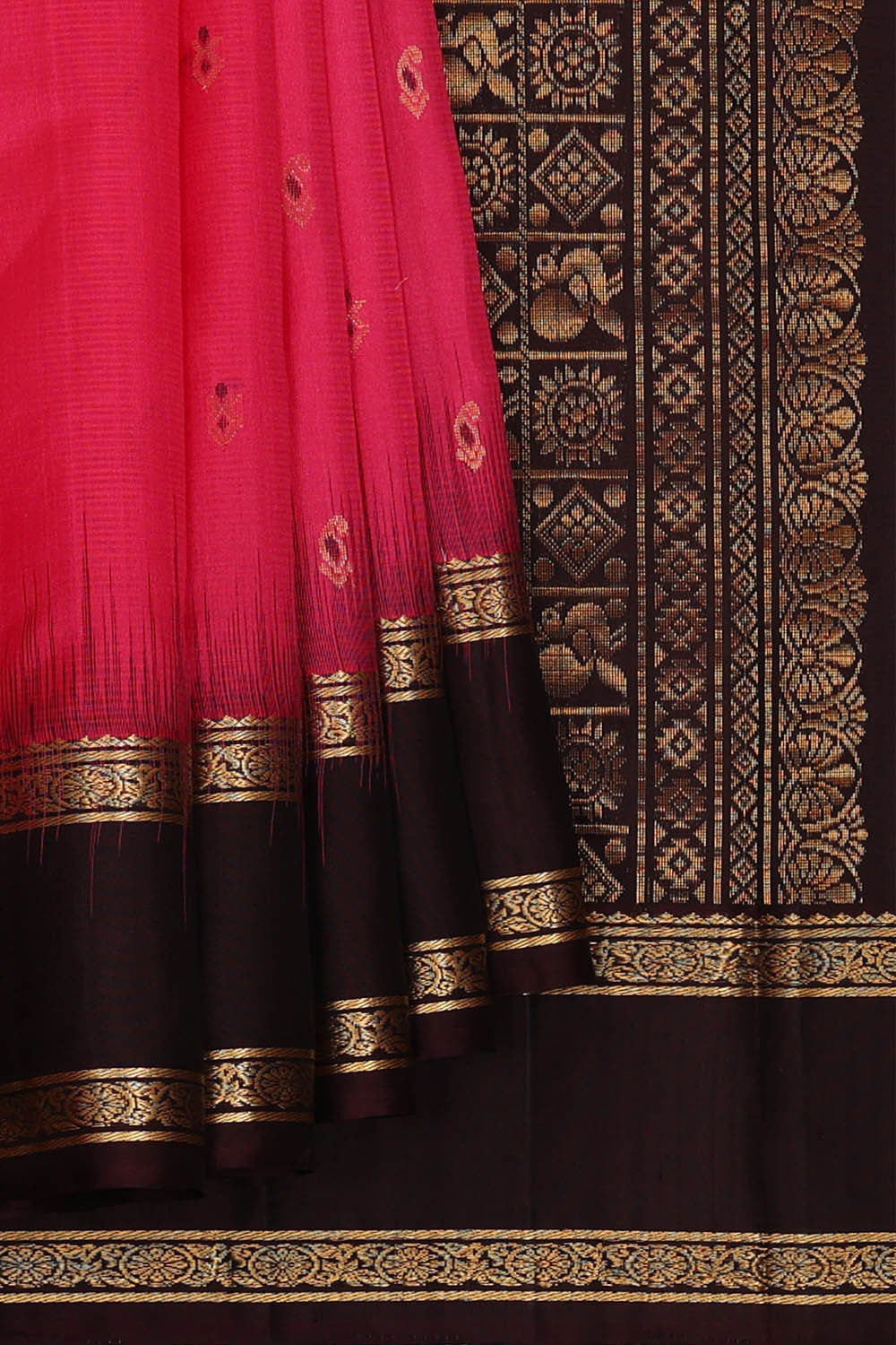 Kanchipattu Reddish Pink Brocade Saree
