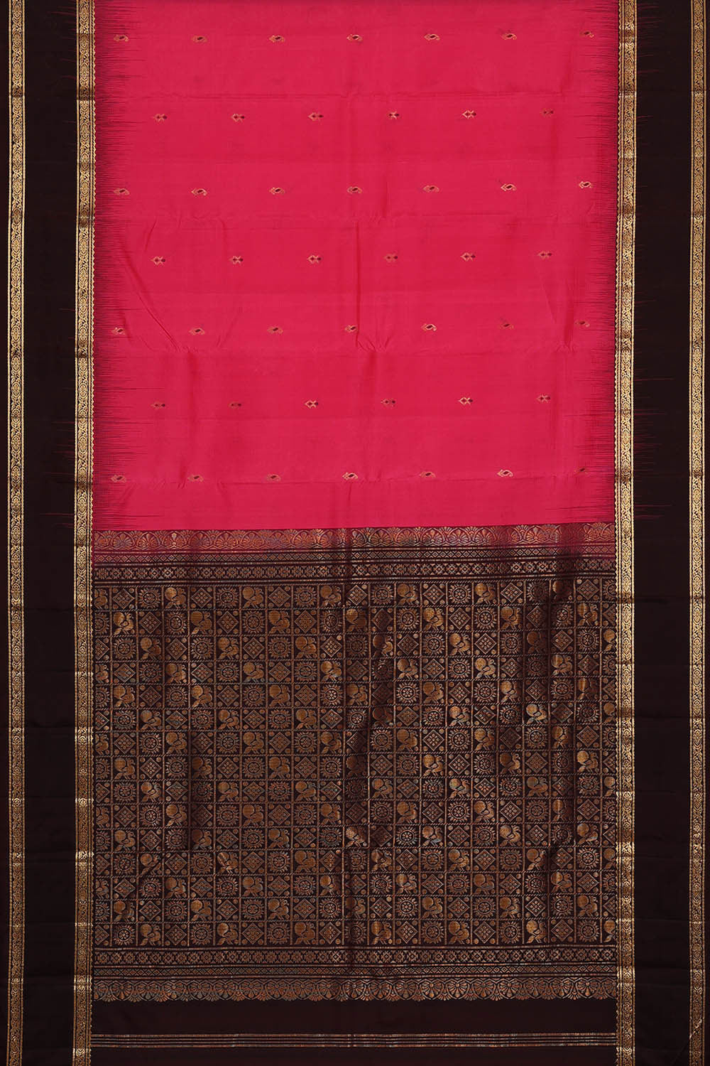 Image of Kanchipattu Reddish Pink Brocade Saree